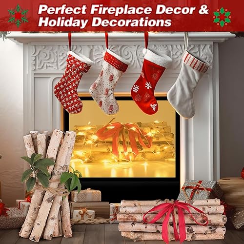 Miniatura 4 de Paquete de 12 troncos de abedul para chimenea de madera decorativa para manualidades, troncos de abedul natural para decoración, decoración de