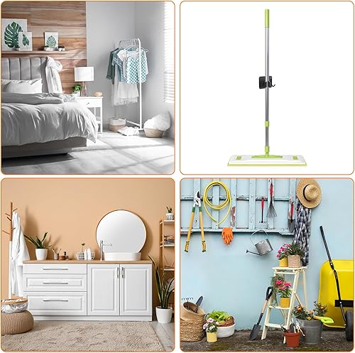 Miniatura 5 de uxcell 2pcs Mop Broom Holder Wall Mount, 304 Stainless Steel Mop Holder Self Adhesive Broom Hanger with Screws, Suitable for Bathroom, Laundry Room,