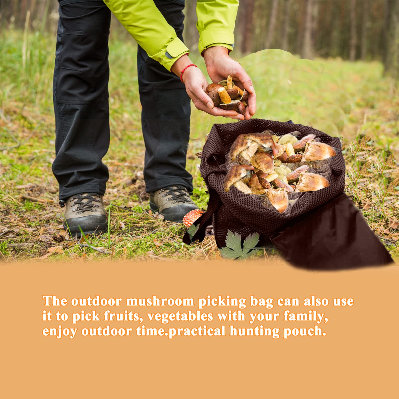 Paddestoelenplukzak voor buiten, opvouwbare zak voor paddenstoelen met grote capaciteit, draagbare zak voor het plukken van fruit in de boomgaard,Paddenstoel-jachttas voor het plukken van