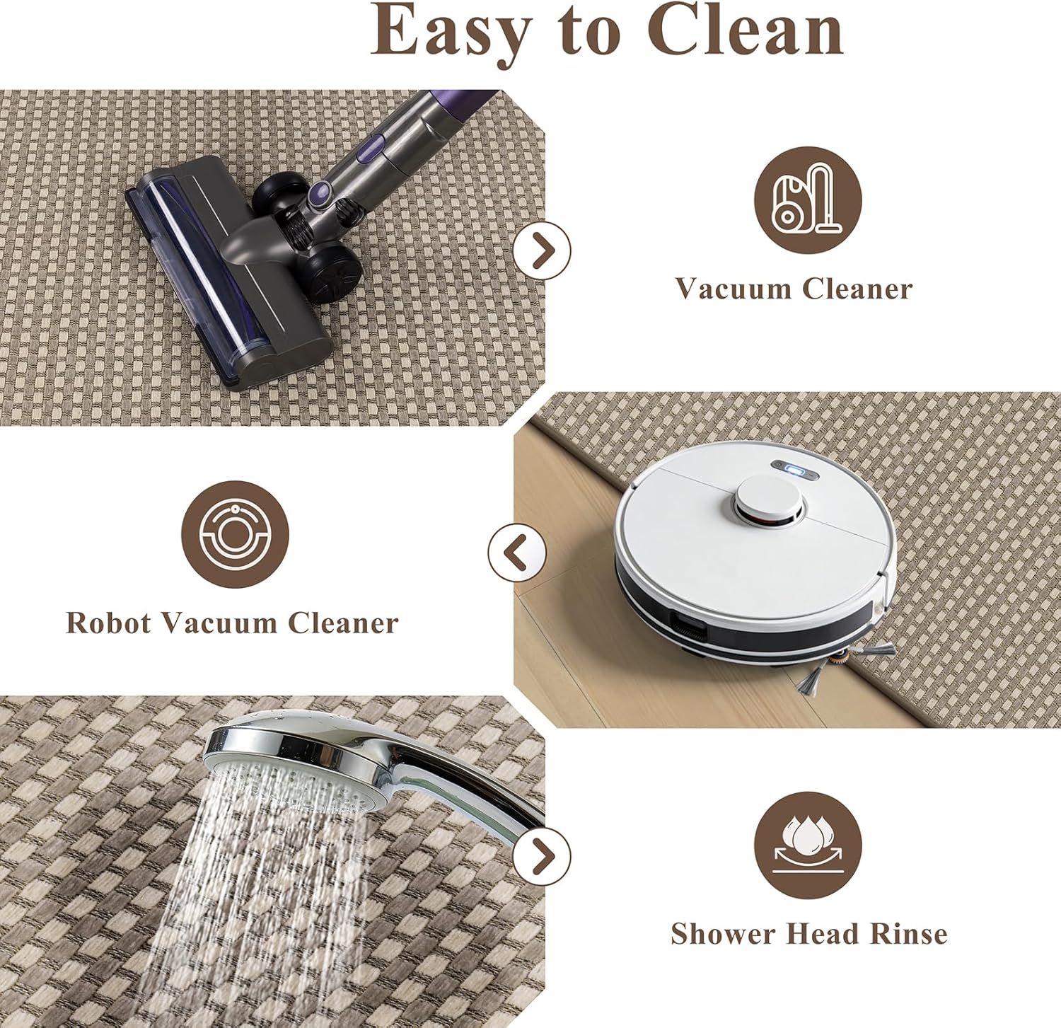 U'Artlines Door Mat 24"x36",Non Slip Rubber Backing Floor Mats, Absorbent Dirt Resistant Low-Profile Doormats, Front Door Mat for Indoor Outdoor Entry, Patio, Porch Brown