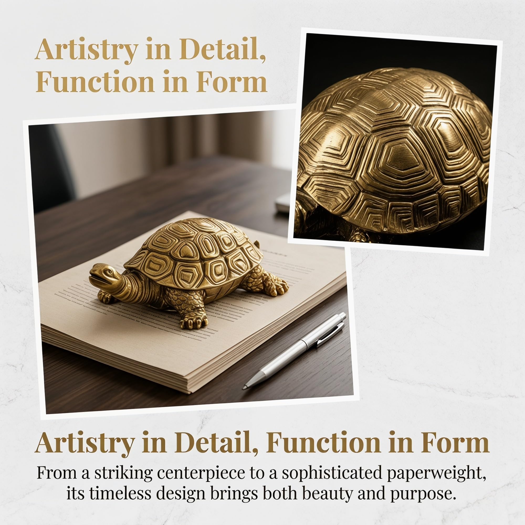 Decoración de tortuga de cristal de pirita, figura de tortuga de latón, adorno de tortuga de pirita para escritorio, estante, exhibición del hogar y la oficina, regalo para coleccionistas (XL)