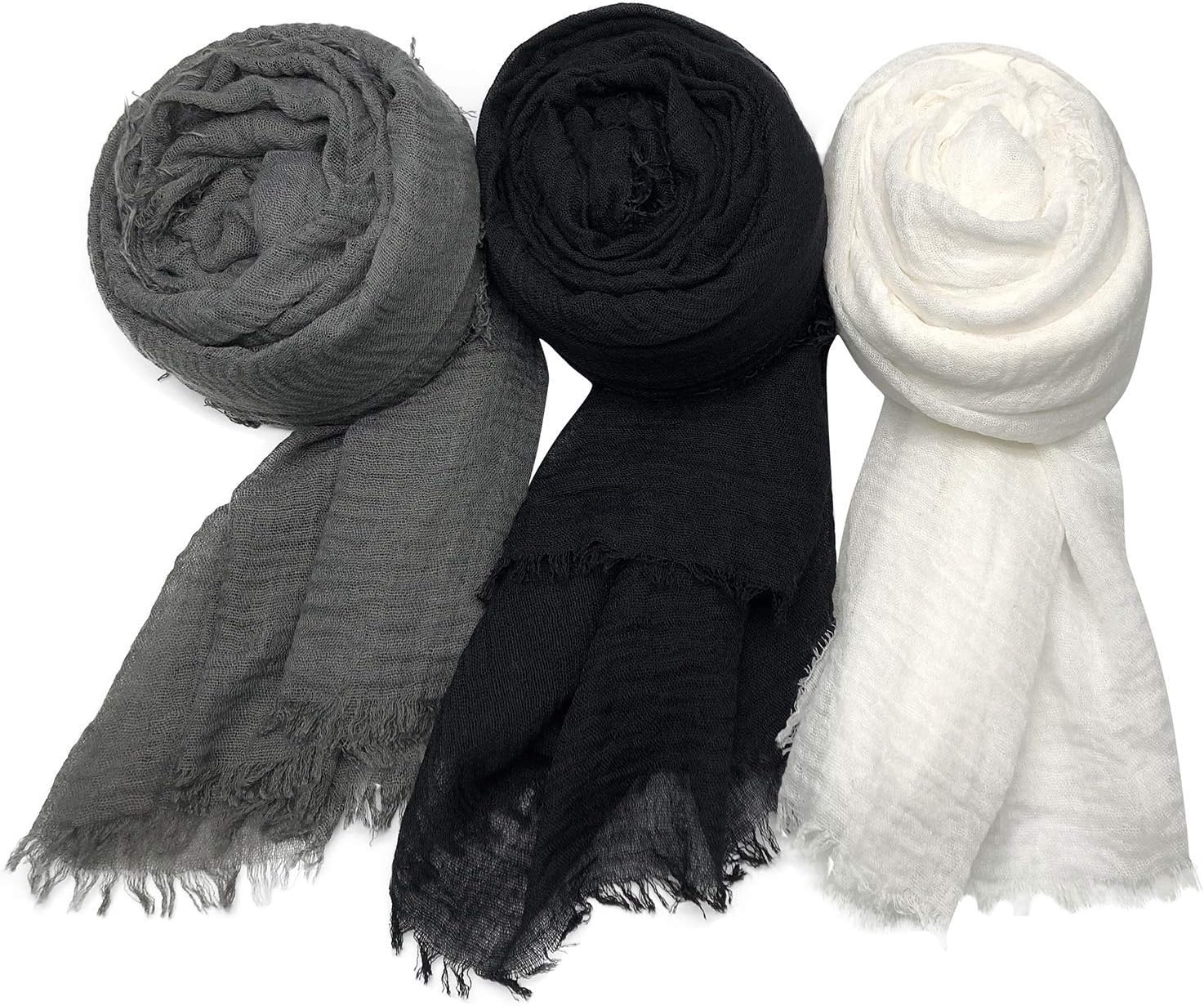 MANSHU 3 PCS Women Soft Scarf Shawl Long Scarf.