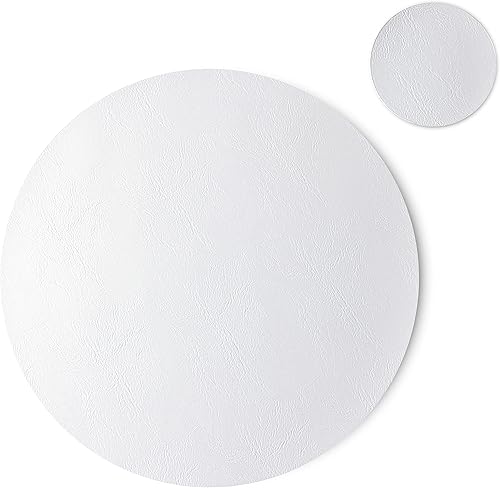 Miniatura 26 de Jovono - Juego de manteles individuales y portavasos redondos: 4 manteles y 4 portavasos de piel sintética de doble costura; diámetro de mantel de D