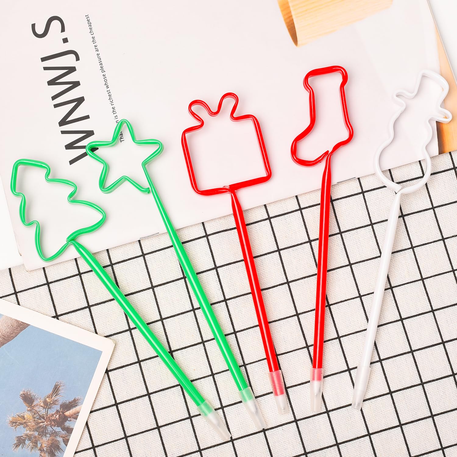 XNHIU Christmas Ballpoint Pens PET Creative Pens Snowman Christmas Tree Socks Ballpoint Pens Xmas Party Favour Cartoon Styling Pen for Christmas Stationery (25) - Image 4