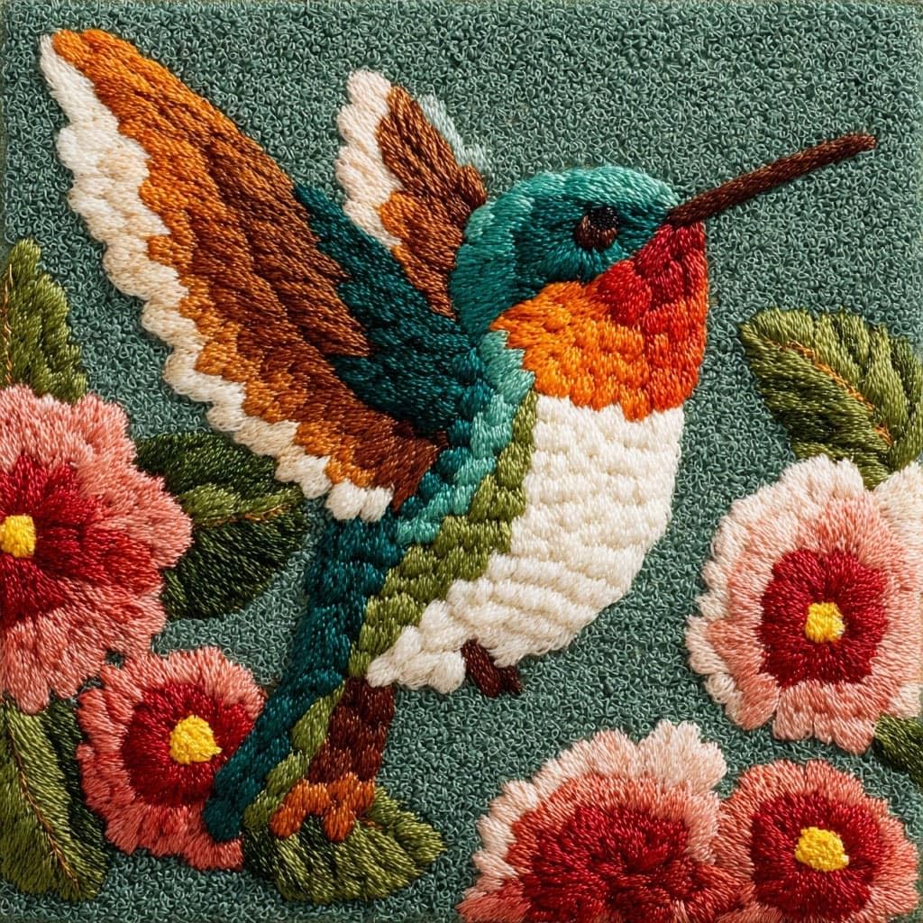 Henypt Latch Hook Pillow Case Embroidery Kits, Flowers and Birds