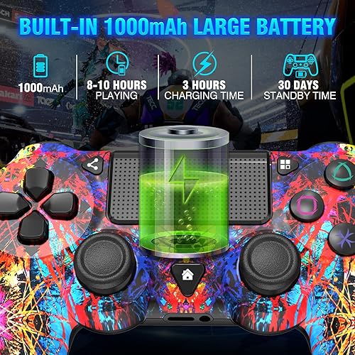 Vista 3 de Actualizado Control remoto inalámbrico para PS4 compatible con Playstation 4SlimPro con doble vibración sensor de movimiento de 6 ejesreemplazo