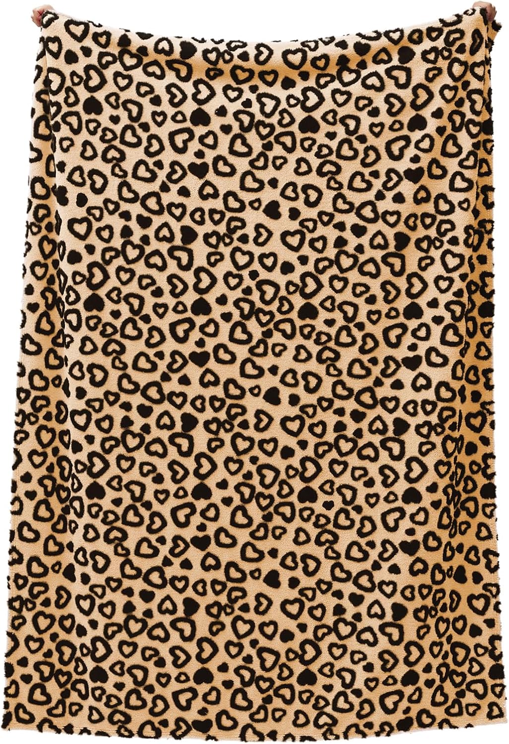 Black and Brown Heart Throw Blankets for Couch - Soft Blanket for Woman Queen Size Blankets for Bed 90x90 Inches
