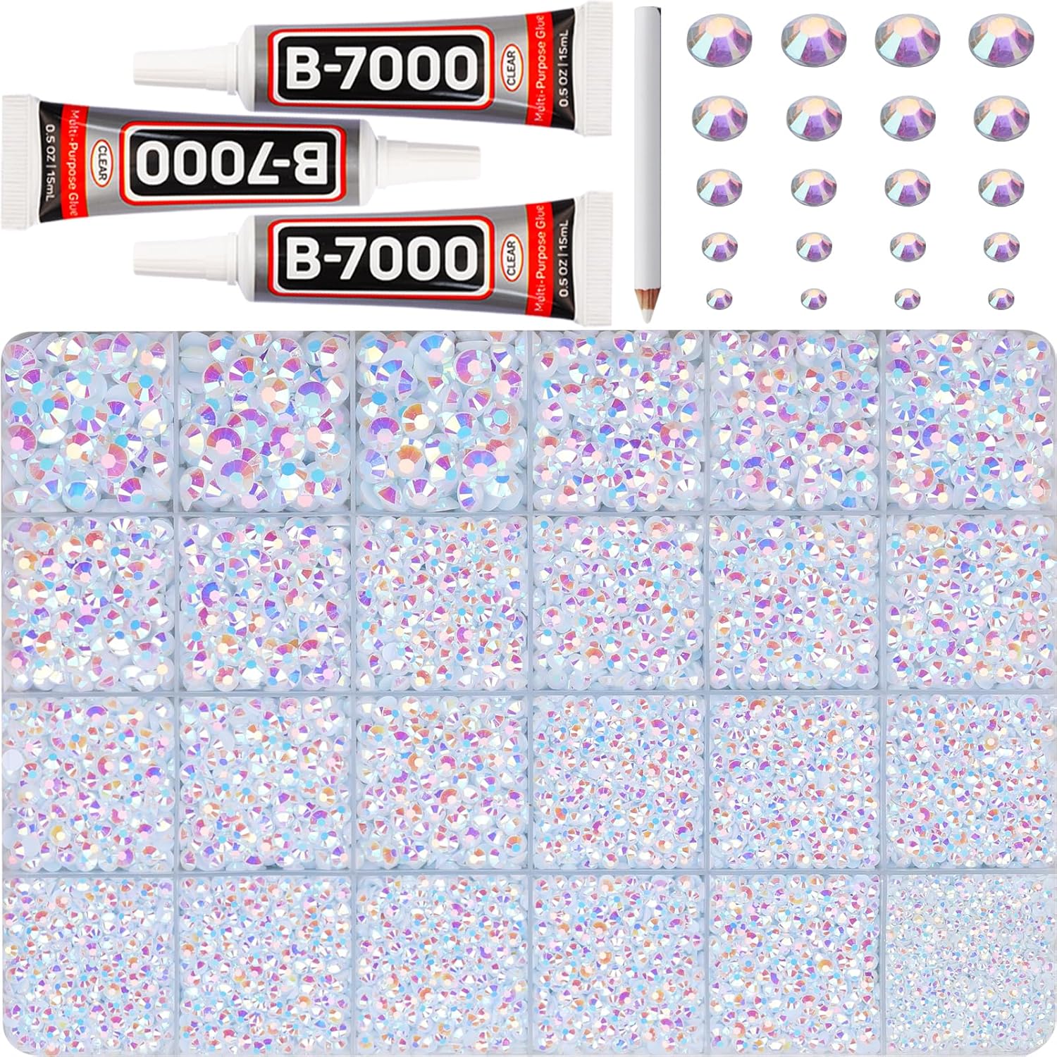 35000Pcs White ab Rhinestones Gems Bedazzling, Jelly Bedazzler Kit Jewels