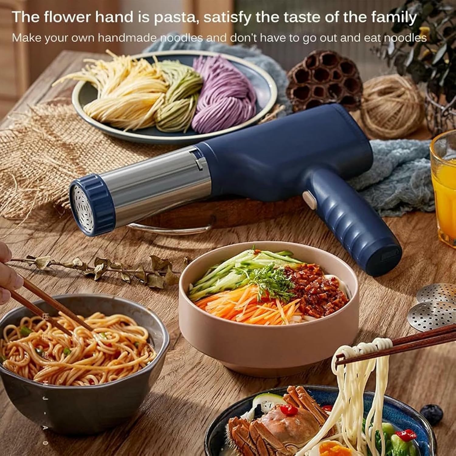 Electric Pasta Machine Stainless Steel Automatic Ramen Noodle Maker for Pasta, Home Stainless Electric Automatic Handheld Portable Pasta