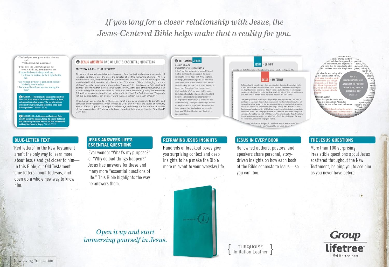 Jesus Centered Bible, NLT Turquoise