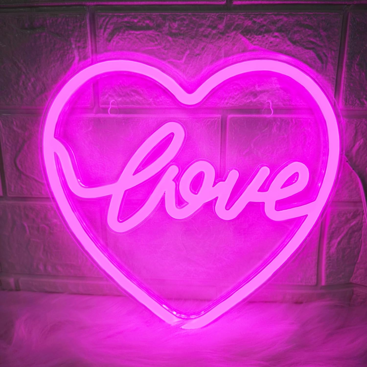 Love Heart Neon Sign for Wall Decor,Adjustable Brightness Love Led Lights Sign,USB Powered Neon Light for Home Decoration Wedding Party Girlfriend Valentine's Day(Pink)