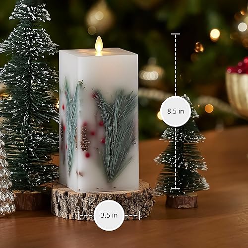 Miniatura 6 de Luminara Pilar LED de llama móvil cuadrada sin llama de 3.5 x 8.5 pulgadas, parte superior plana, sin perfume, cera real, acabado liso con