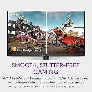 Alienware AW2725DF OLED Gaming Monitor - 26.7-inch Quantom-Dot WQHD (2560x1440) 360Hz 0.03Ms Display, AMD FreeSync Premium Pro, HDMI/DP/USB 3.2 Gen1, Height/Tilt/Swivel/Pivot Adjustability - Black