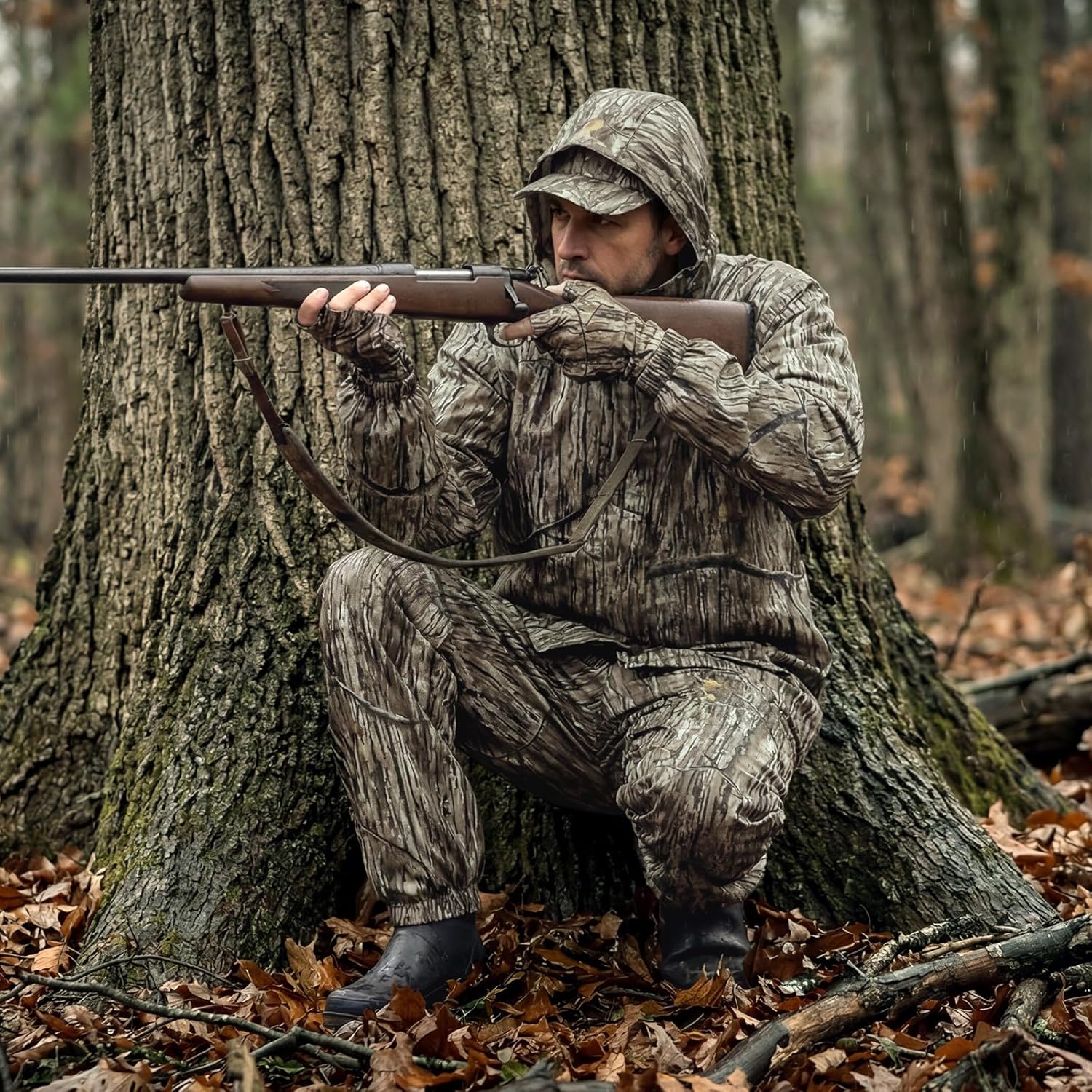 Rain Suits for Men Waterproof - Rain Jacket Pants Adults Rain Gear Lightweight Raincoat with Hood Hunting Camo
