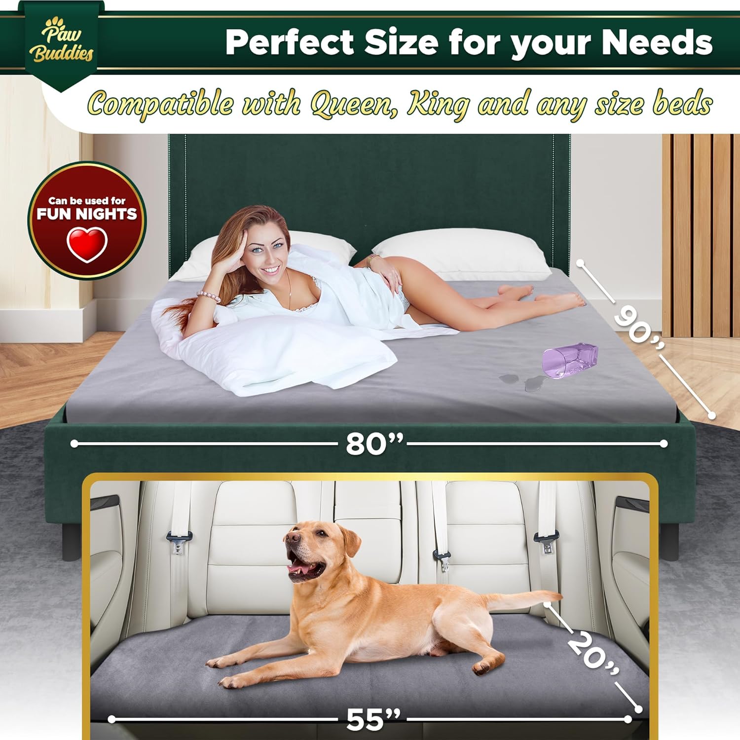 review Waterproof Blanket for Intimacy, Queen Size Intimacy Blanket for Adults, Ultra-Soft Noiseless Mattress Furniture Protector, Reversible + Gift Included