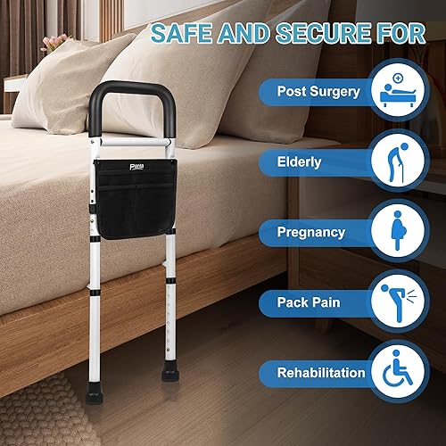 Vista 7 de Rieles de cama Panta para adultos mayores, rieles de asistencia ajustables para personas mayores, Negro