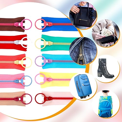 Miniatura 6 de 20 cremalleras de resina de nailon, cremalleras de costura con tiradores de anillo, cremalleras de plástico, cremallera colorida suministros a