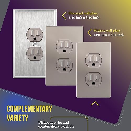 Miniatura 83 de ENERLITES Elite Series Duplex Receptacle with Screwless Wall Plate, Residential Grade Duplex Outlet, Tamper-Resistant, Grounding, 15A 125V, UL Silver
