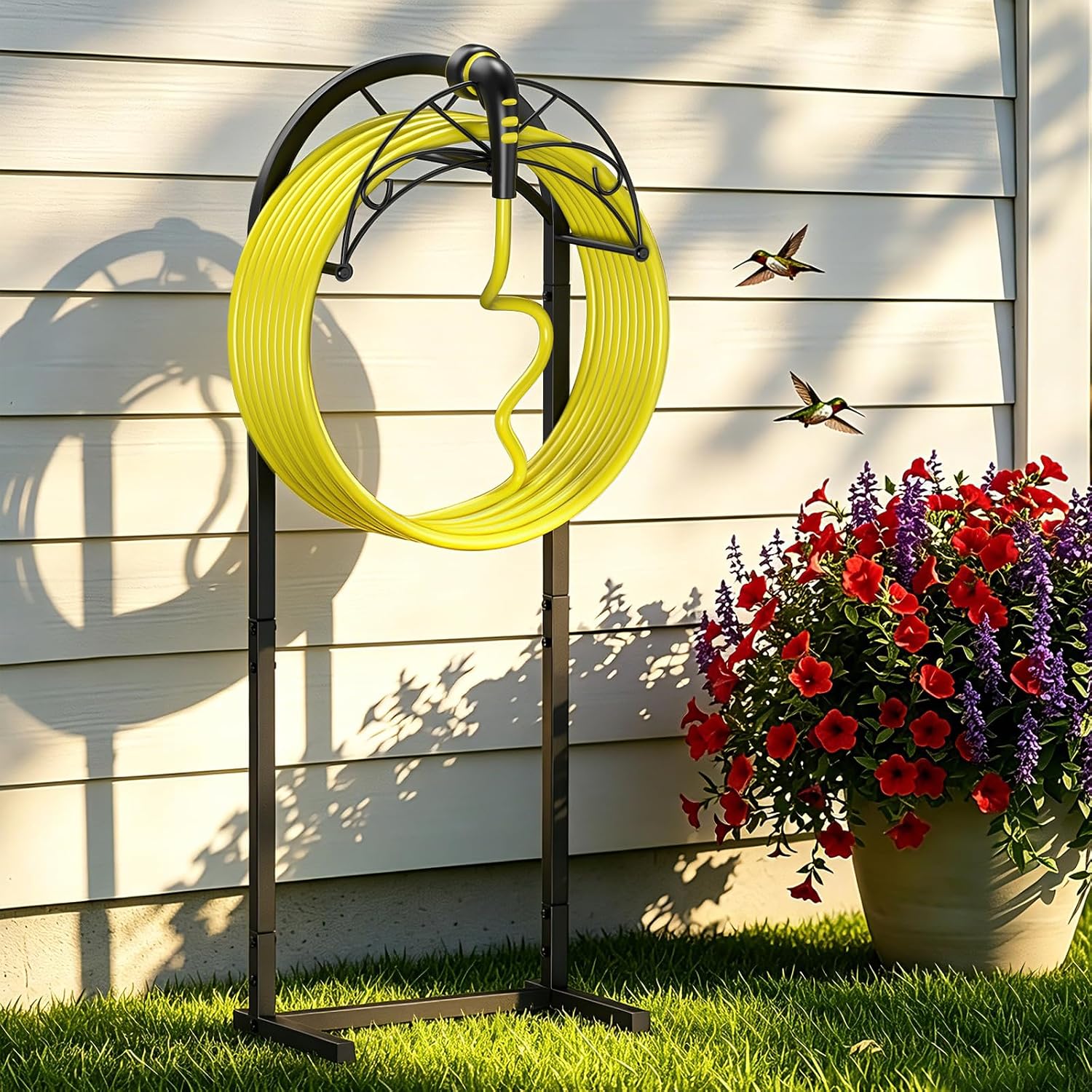 Garden Hose Holder Stand with Pattern Heavy Duty Freestanding Holds