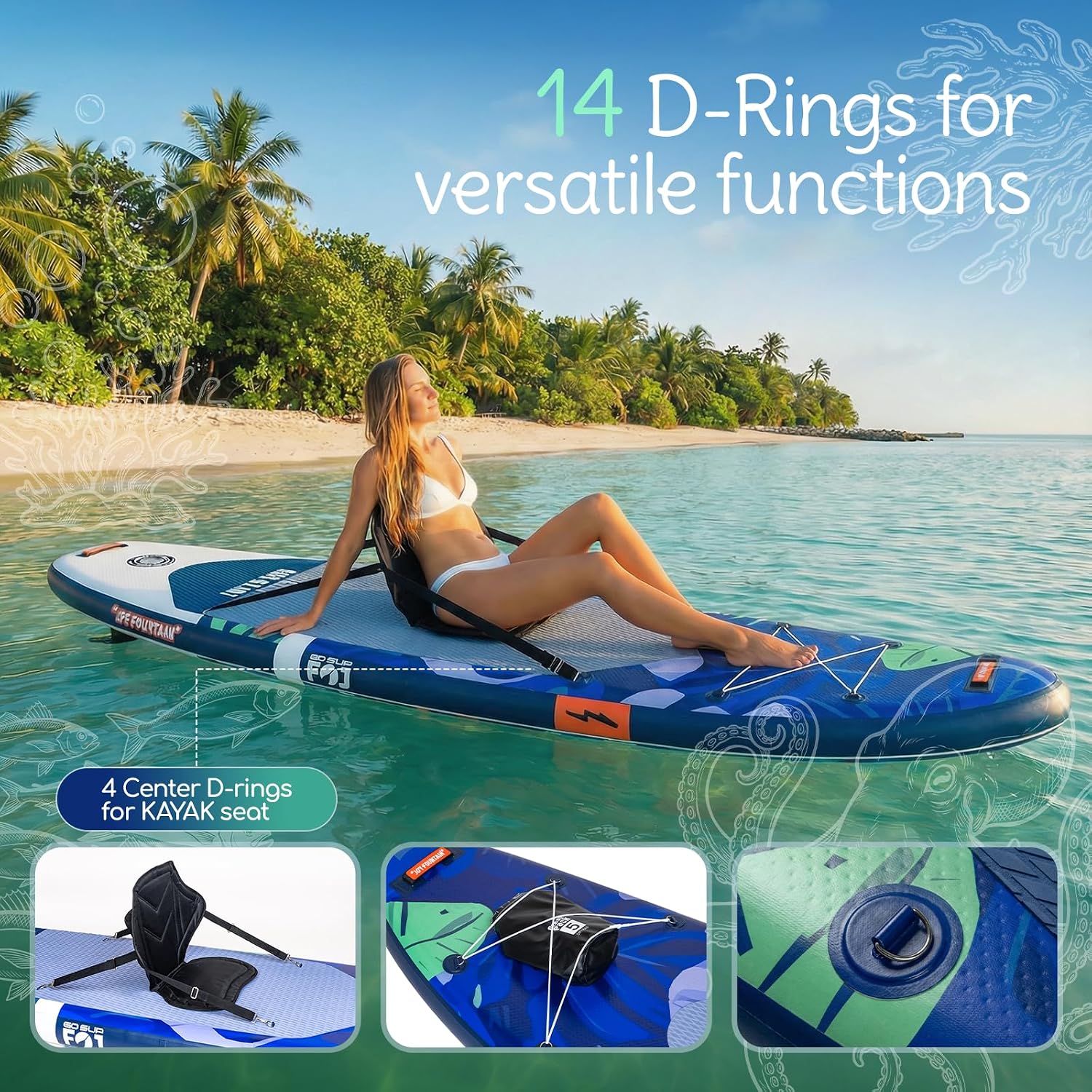 10'/11' Inflatable Stand Up Paddle Board with Premium SUP Paddleboard Accessories, Wide Stable Anti-Slip EVA Deck,Paddle Boards for Adults & Youth of All Skill Levels