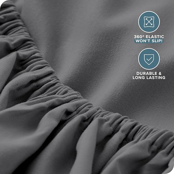 Bare Home California King Sheet Set Dual Pocket - 1800 Ultra-Soft Microfiber Cal King Bed Sheets - Double Brushed - California King Sheets Set - Deep Pocket - Bed Sheets & Pillowcases (Cal King, Grey)