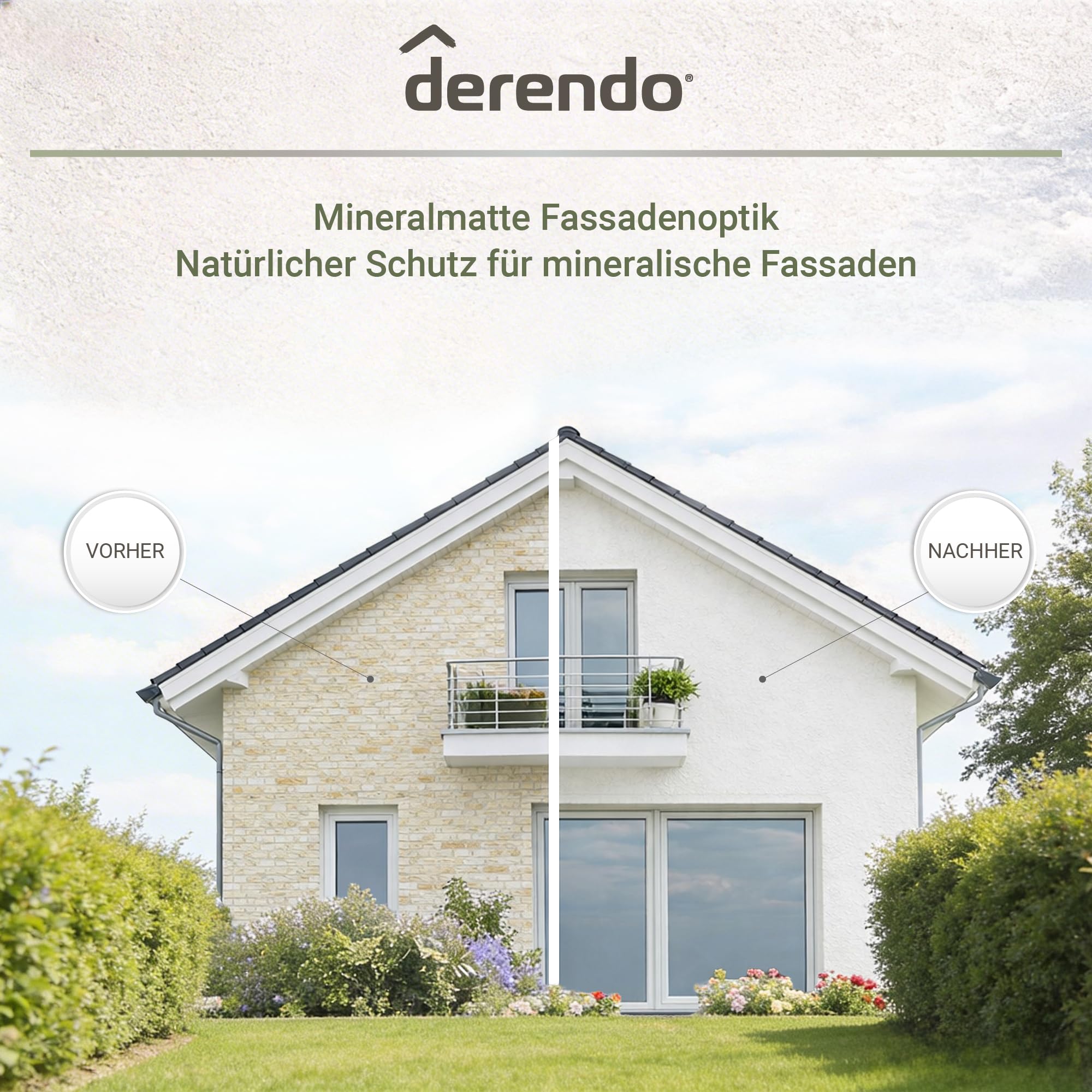 derendo Silikat Fassadenfarbe weiß matt, mineralische Silikatfarbe 10l | hoch diffusionsoffen für Putz, Beton, Mauerwerk und Altanstriche im Aussenbereich