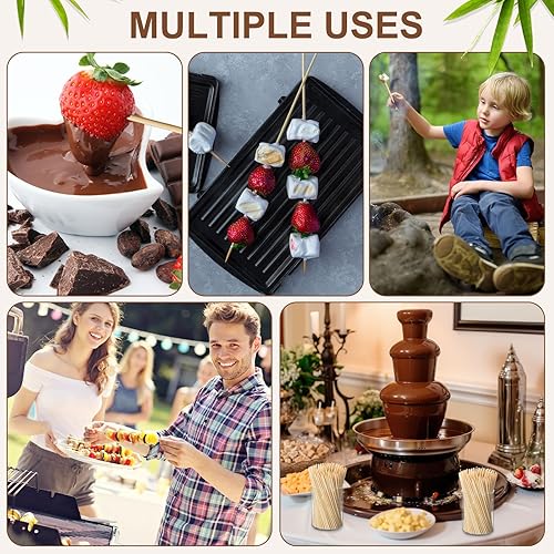 Miniatura 7 de Hushee Pinchos de bambú natural de 6 pulgadas y 0.157 in de diámetro, palitos de madera, brochetas para cocteles, kebabs, barbacoa, arreglos de