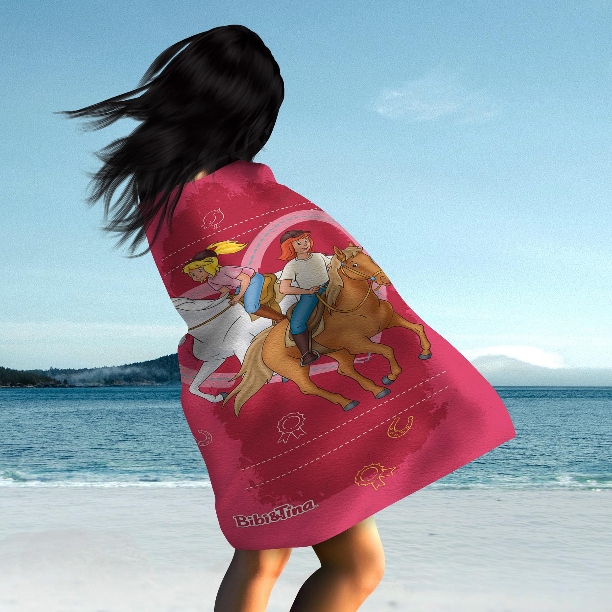 BERONAGE Bibi Und Tina Kinder Wende-Bettwäsche Herz 135 X 200 Cm 80 X 80 Cm - 100% Baumwolle Linon Renforcé Bibi Blocksberg Martin Pferde-Bettwäsche Sabrina Amadeus Deutsche Größe Reißverschluss