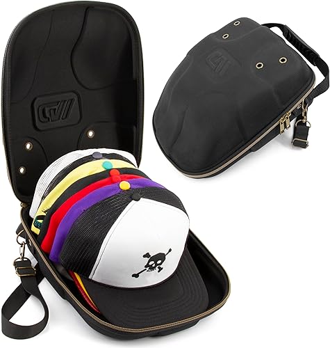 Miniatura 1 de CASEMATIX Estuche de viaje para hasta 7 gorras de béisbol con carcasa dura exterior, correa para el hombro y asa, funda portátil para sombreros para