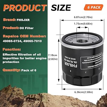 49065-0724 Oil Filter Replace 49065-7010 AM107423 49065-0734, 6 Pack