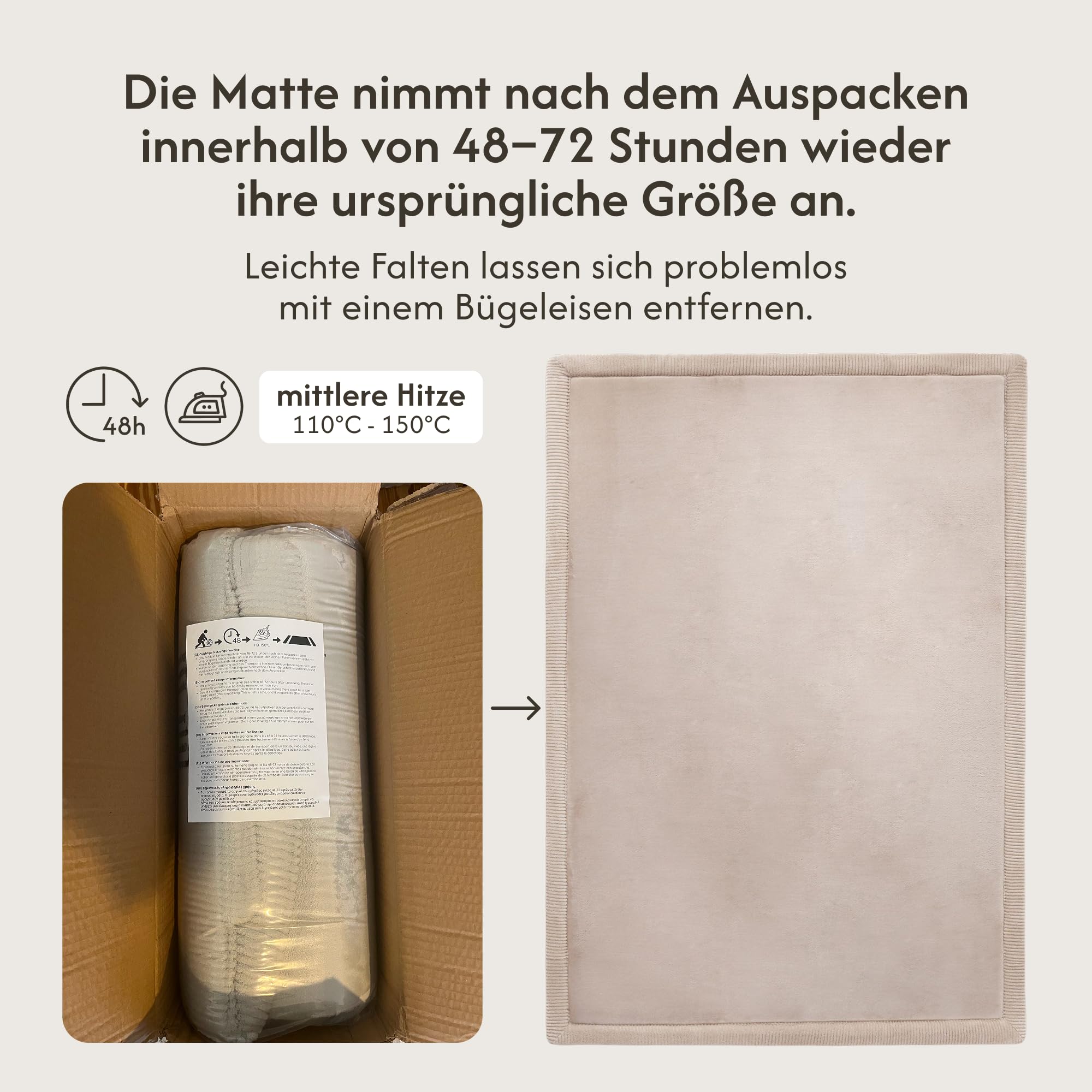 Hakuna Matte Wolkenweiche Spielmatte, 170 x 120 x 2,5 cm, Beige | Hochwertige Krabbelmatte mit Hochdichter Polyurethan & Rutschfester Unterseite – Teppich für Kinderzimmer