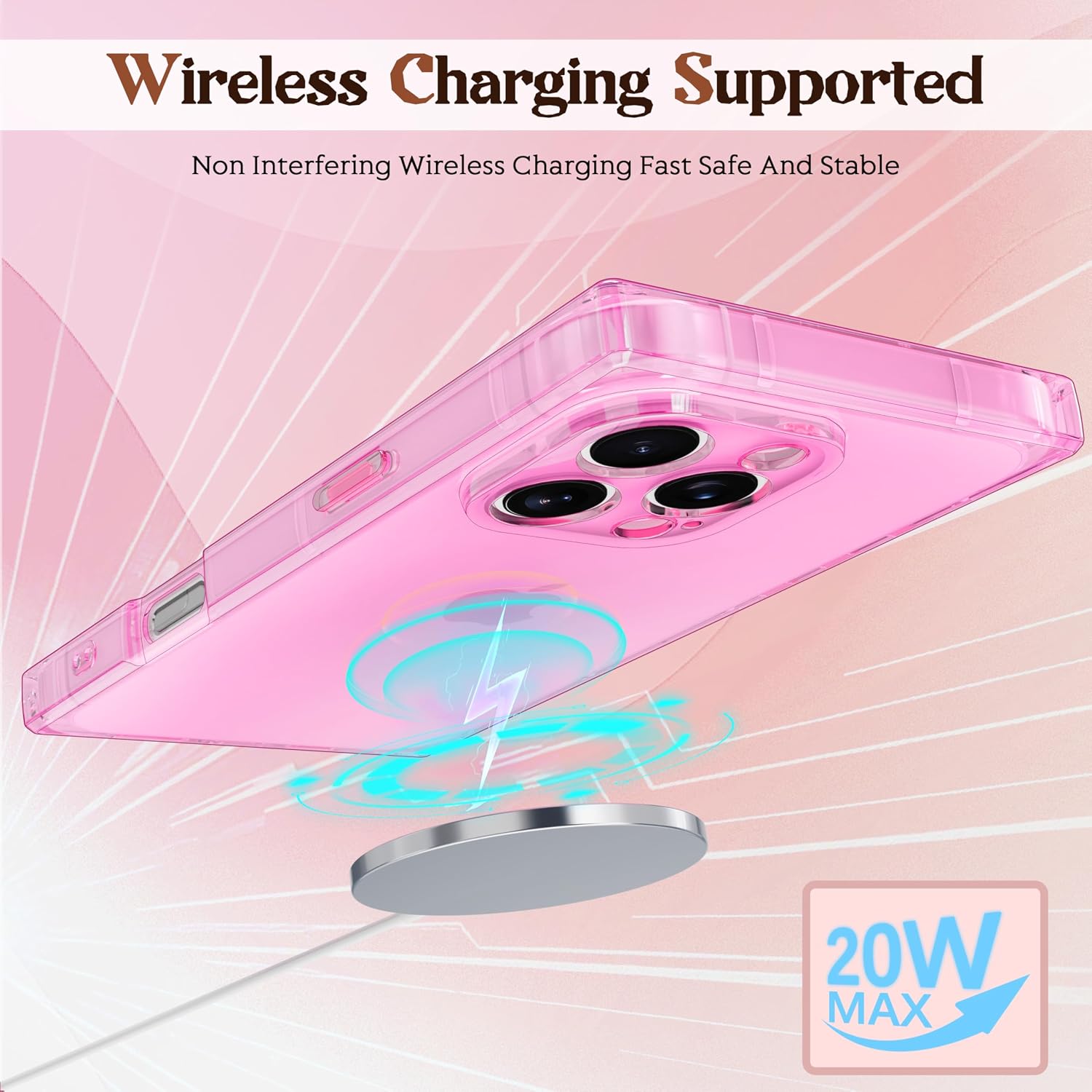IAIYOXI Rectangle Case Compatible for iPhone 16 Pro, Full Camera Protection & Reinforced Corners TPU Cushion Clear Cover, Shockproof Silicone Phone Case for Women Girls (iPhone 16 Pro, Pink)