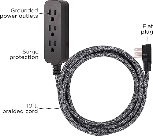 Miniatura 9 de Cable de extensión para estación de carga de USB Cordinate 41691, de diseño, conector múltiple con protección de sobrecarga eléctrica 2 tomas de