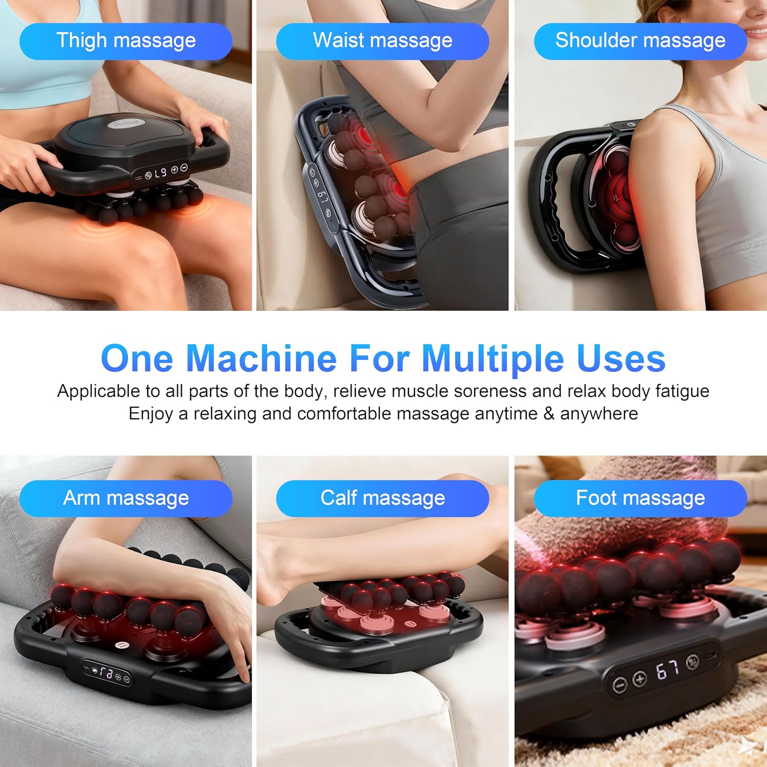 Pro Grade 30 Head Massage Gun Deep Tissue-9 Modes & 9 Intensity Levels, Ultra-Quiet Percussion Muscle Massager for Pain Relief In Back/Waist/Shoulder/Feet/Legs/Hip, Fit for Office/Home/Gym Use (Gray)