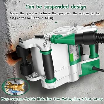 GSHSHOU Wall Groove Cutting Machine, 1100W Electric Concrete Saw Handheld Wall Chaser Brick Cement Slotting Machine Red Brick Notcher Groover 2000R/MIN 220V