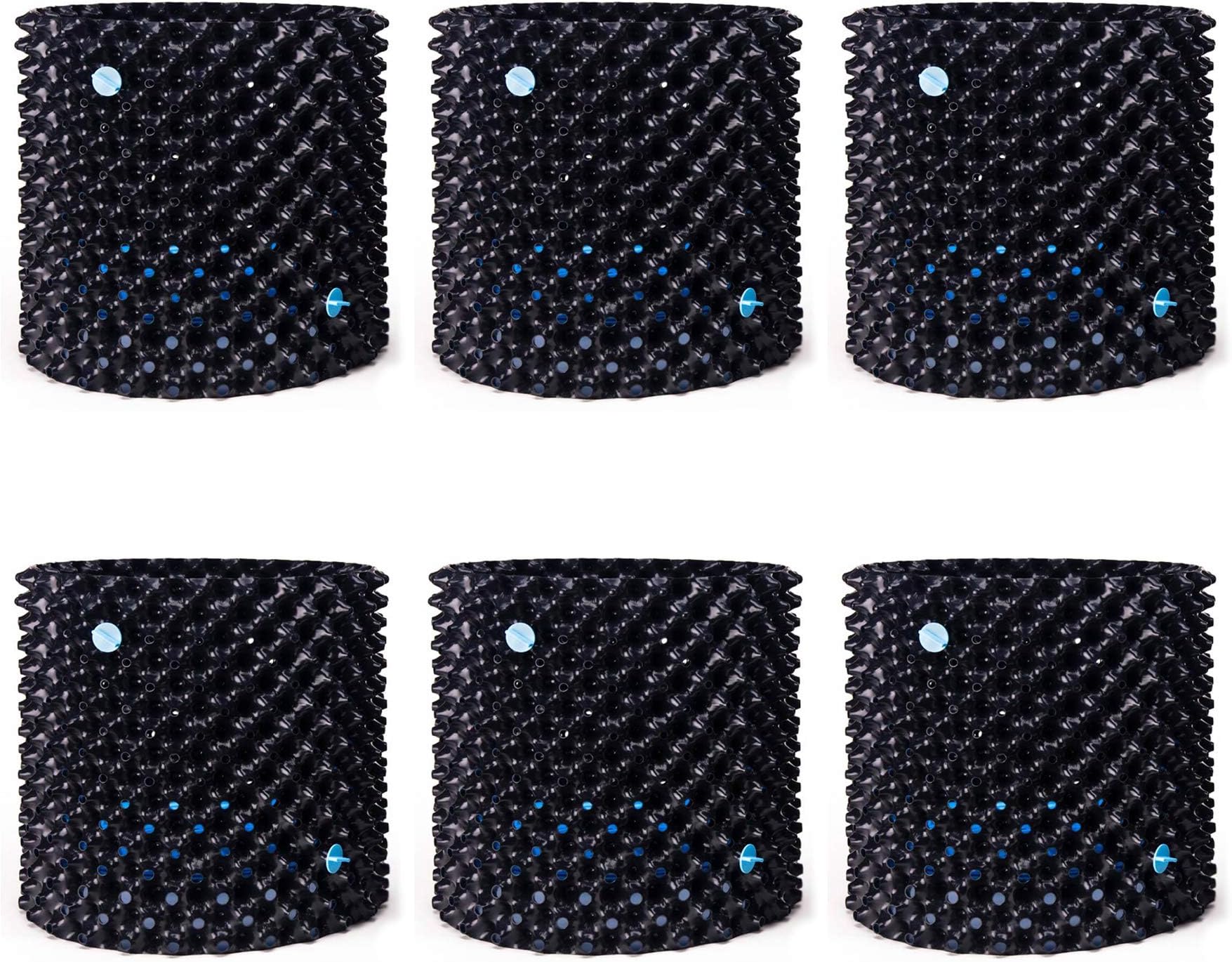Air-Pot Superoots THAP7 5.6 Gallon/21.1 Liter Propagation Garden Pot Planter Container, Black with Blue Base, 6 Pack