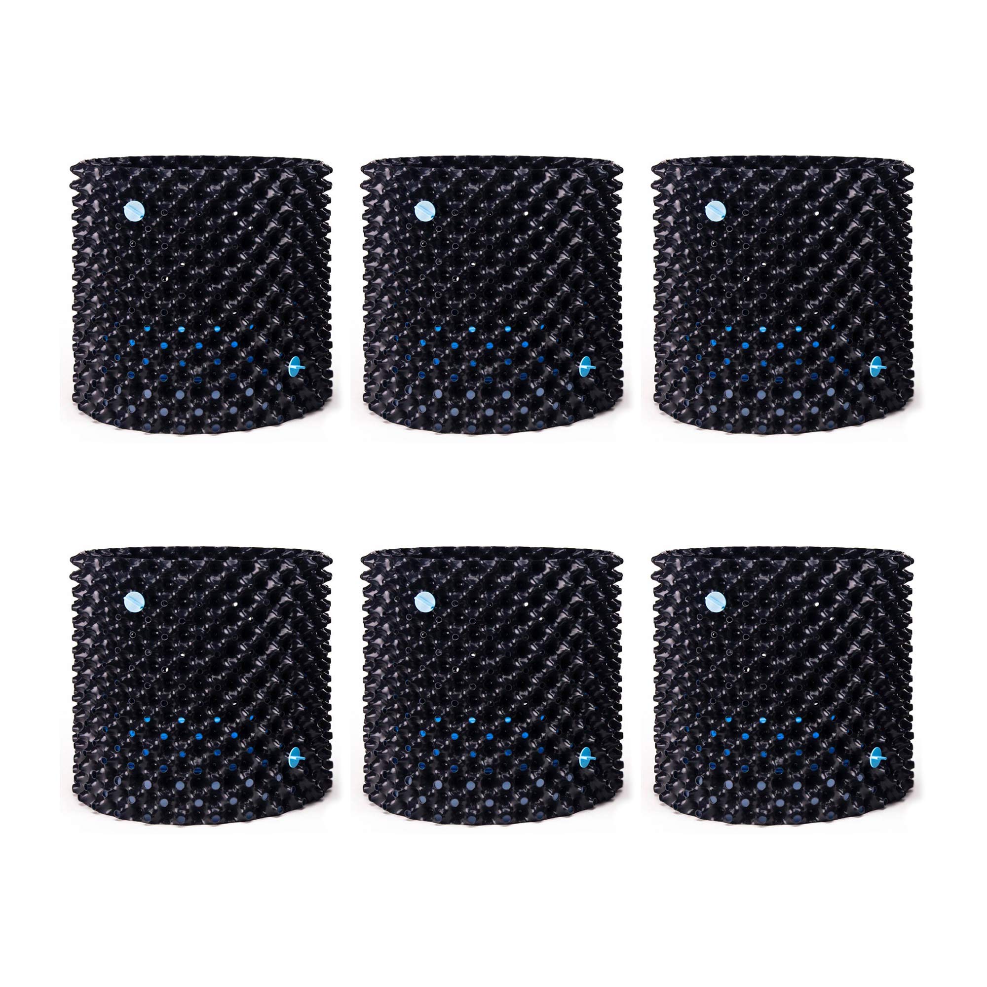 Superoots THAP7 5.6 Gallon/21.1 Liter Propagation Garden Pot Planter Container, Black with Blue Base, 6 Pack