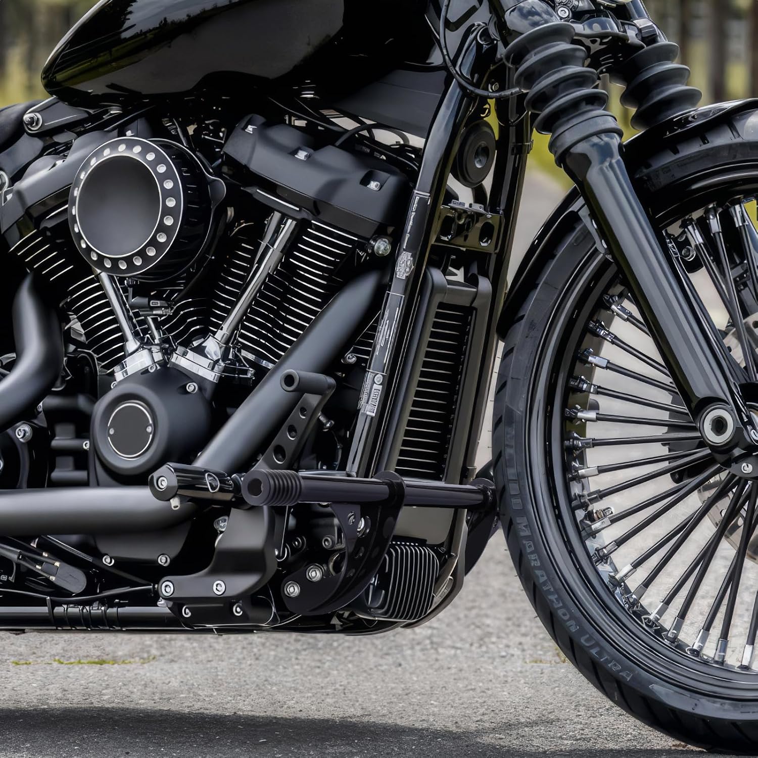 Front Engine Guard Crash Bar+Rear Passenger Footpegs Kit for Harley Softail Slim Street Bob Low Rider 2018-2023 Motorcycle Highway Bar Support Portection