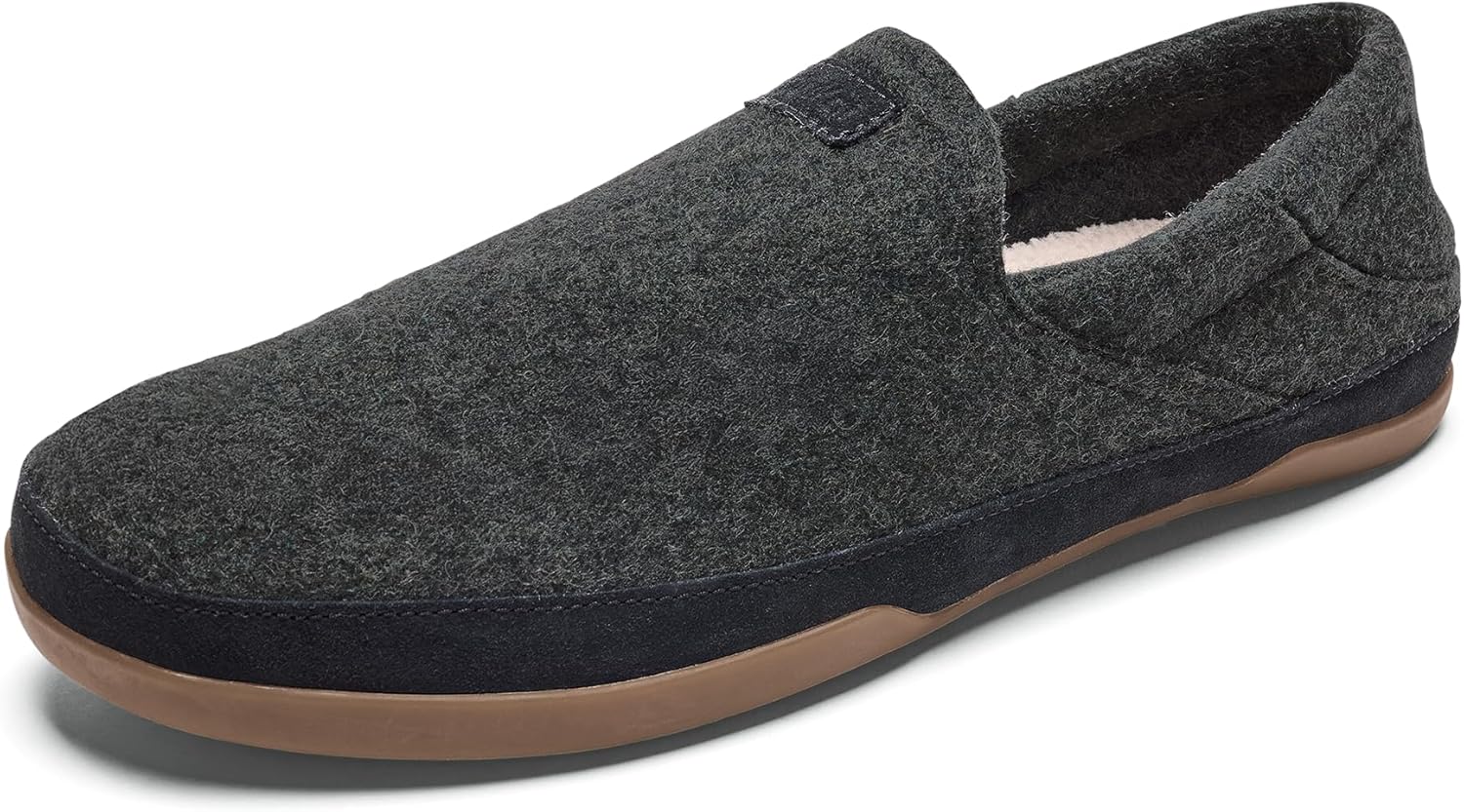 OLUKAI Kalawa Men’s Slip-On Shoes, Soft & Comfortable Wool Blend Slippers, Warm & Breathable Fleece Lining, All-Day Comfort & Wear