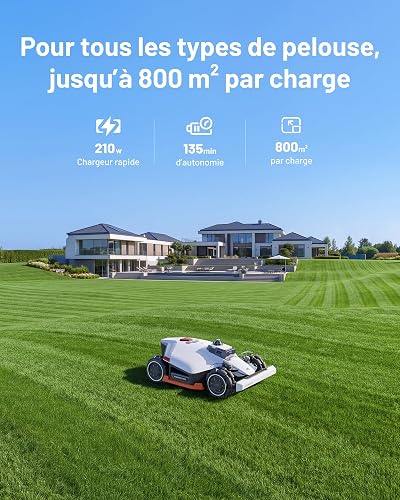 Mammotion LUBA 3 AWD 1500 Robot Tondeuse, LiDAR 360° + Double caméra avec contrôle par IA, 80% pentes, Gestion multizone jusqu'à 15 Zones, Hauteur de Coupe 25-70 mm - 5