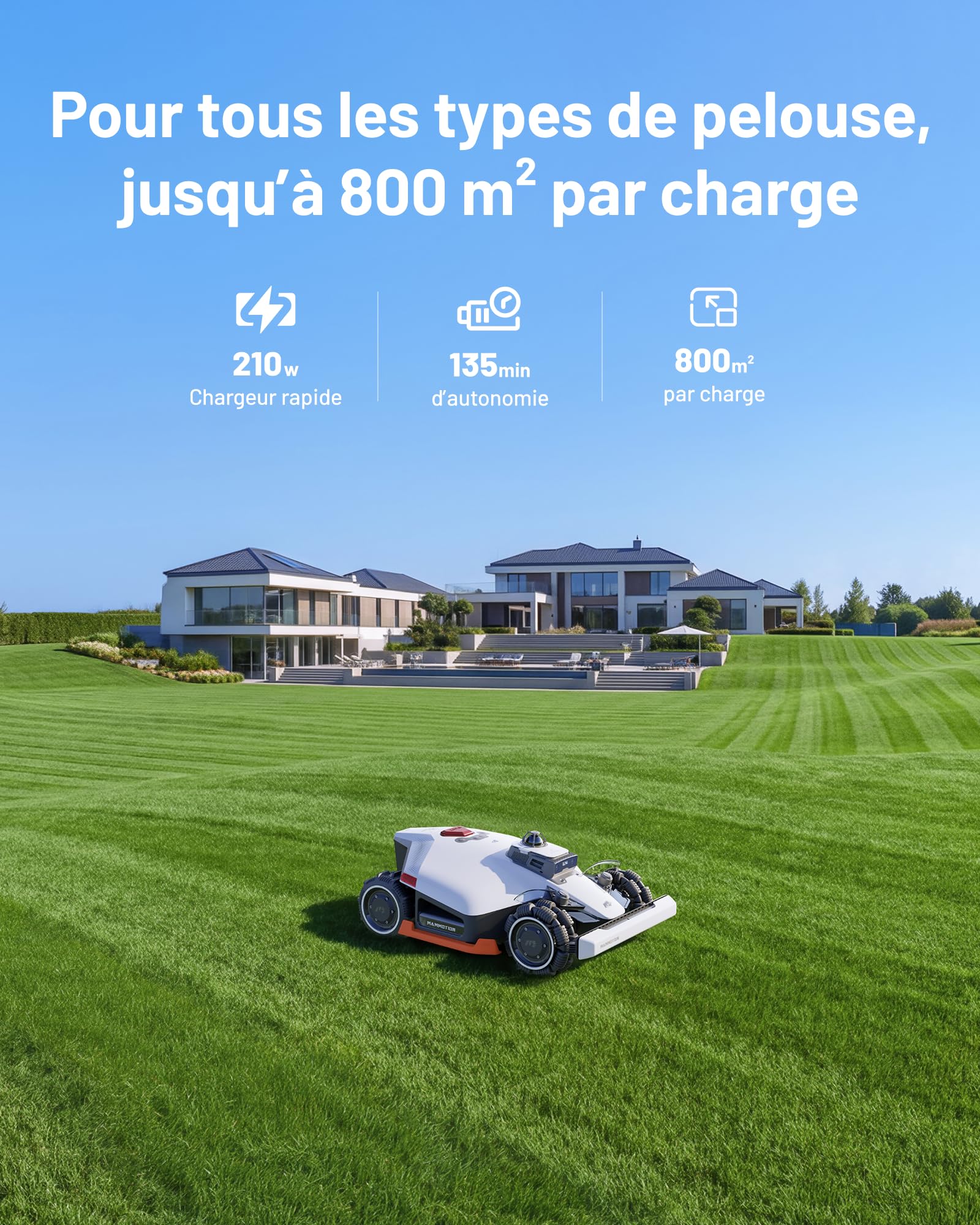 Mammotion LUBA 3 AWD 1500 Robot Tondeuse avec Support de Lavage