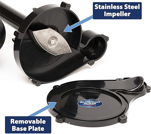 Miniatura 3 de Superior Pump 92553 Bomba de pedestal termoplástica de 12 HP, color negro