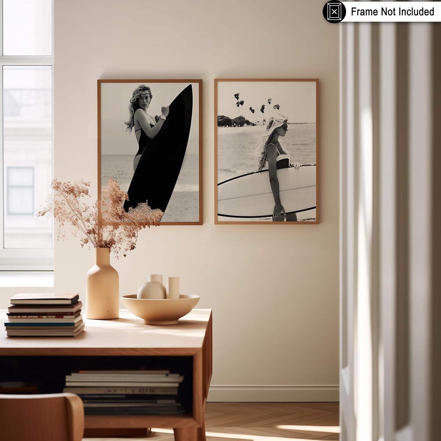 Poster Master 2-Piece Vintage Women Surfer Poster - Retro Fashion Print - Photograph Art - Glam Gift for Her, Women, Fashionista - Chic Decor for Bedroom, Office, Beach House - 8x10 UNFRAMED Wall Art