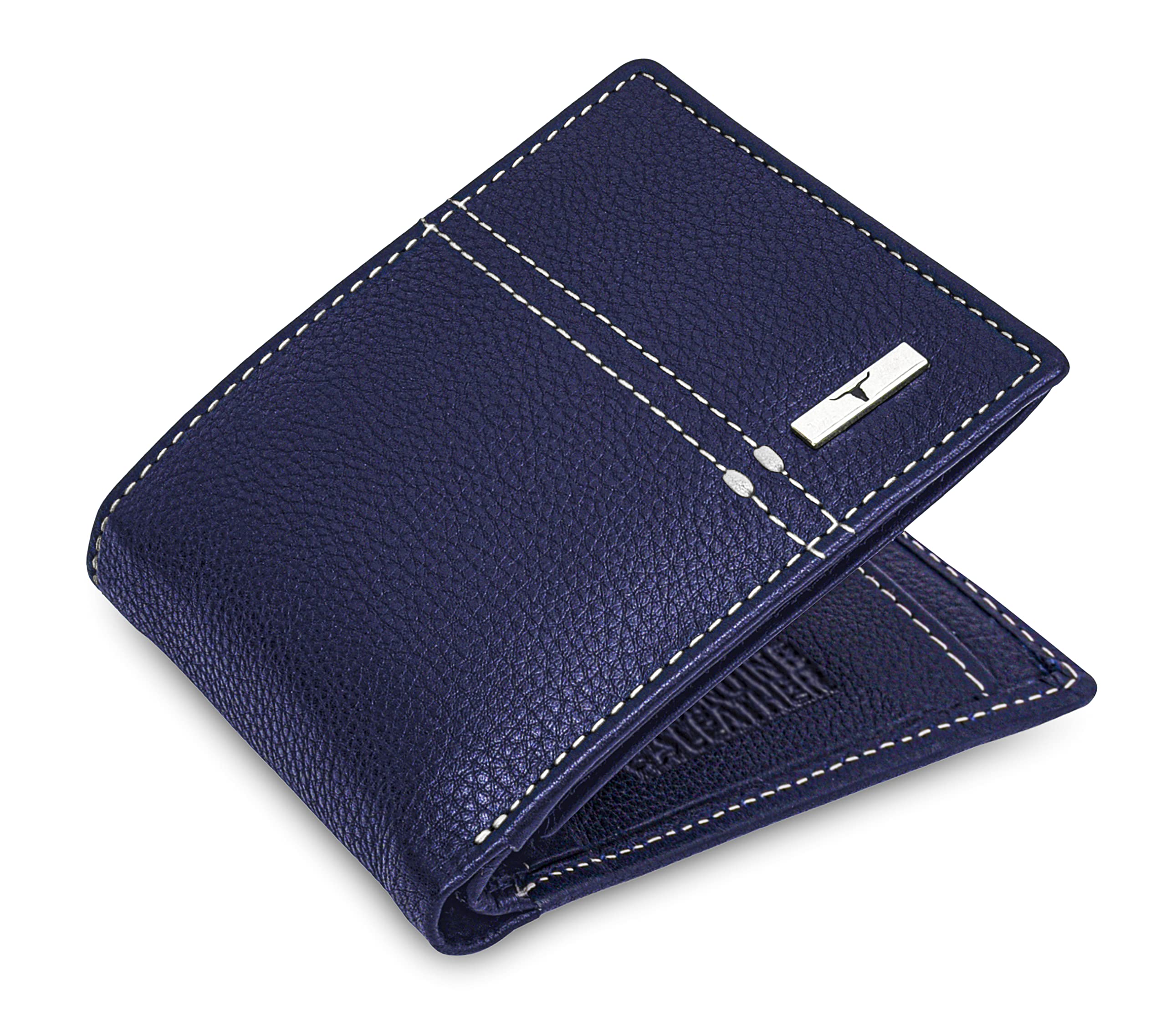 URBAN FOREST Liam Blue/White Leather Wallet for Men