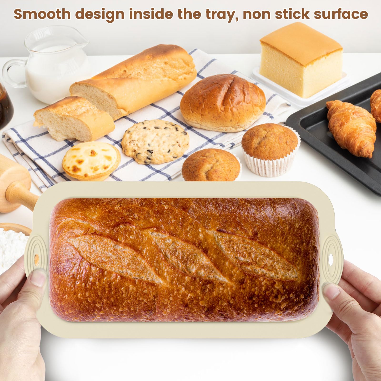 4Pcs Silicone Bread Loaf Pan Non Stick Loaf Baking Mold