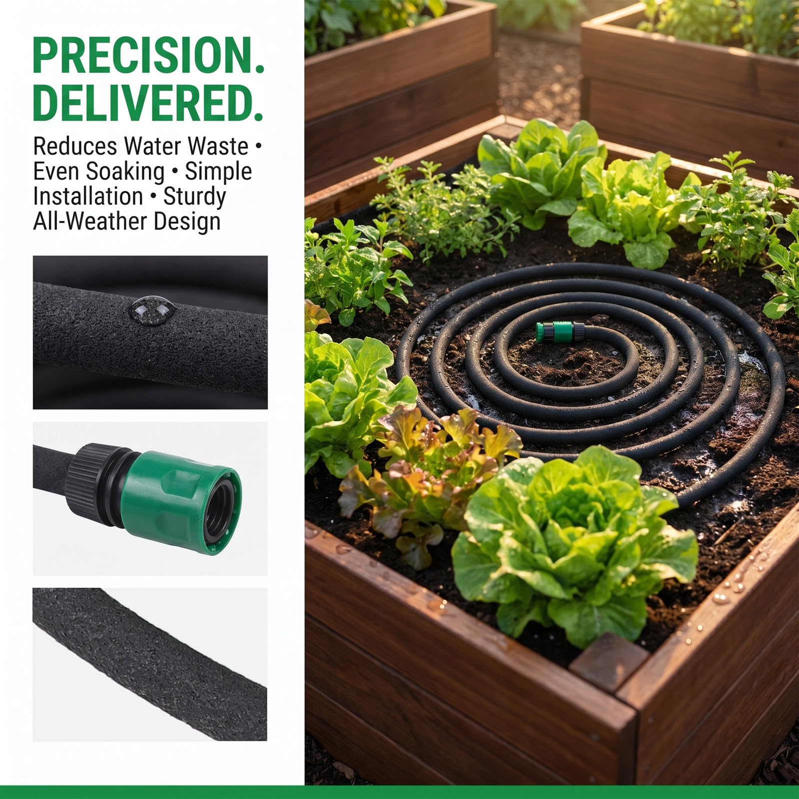 Lurrose Tubería de riego por goteo: Manguera porosa de 1/2 pulgada y 30 m/98 pies para riego automático por goteo, ideal para huertos, jardines e invernaderos.