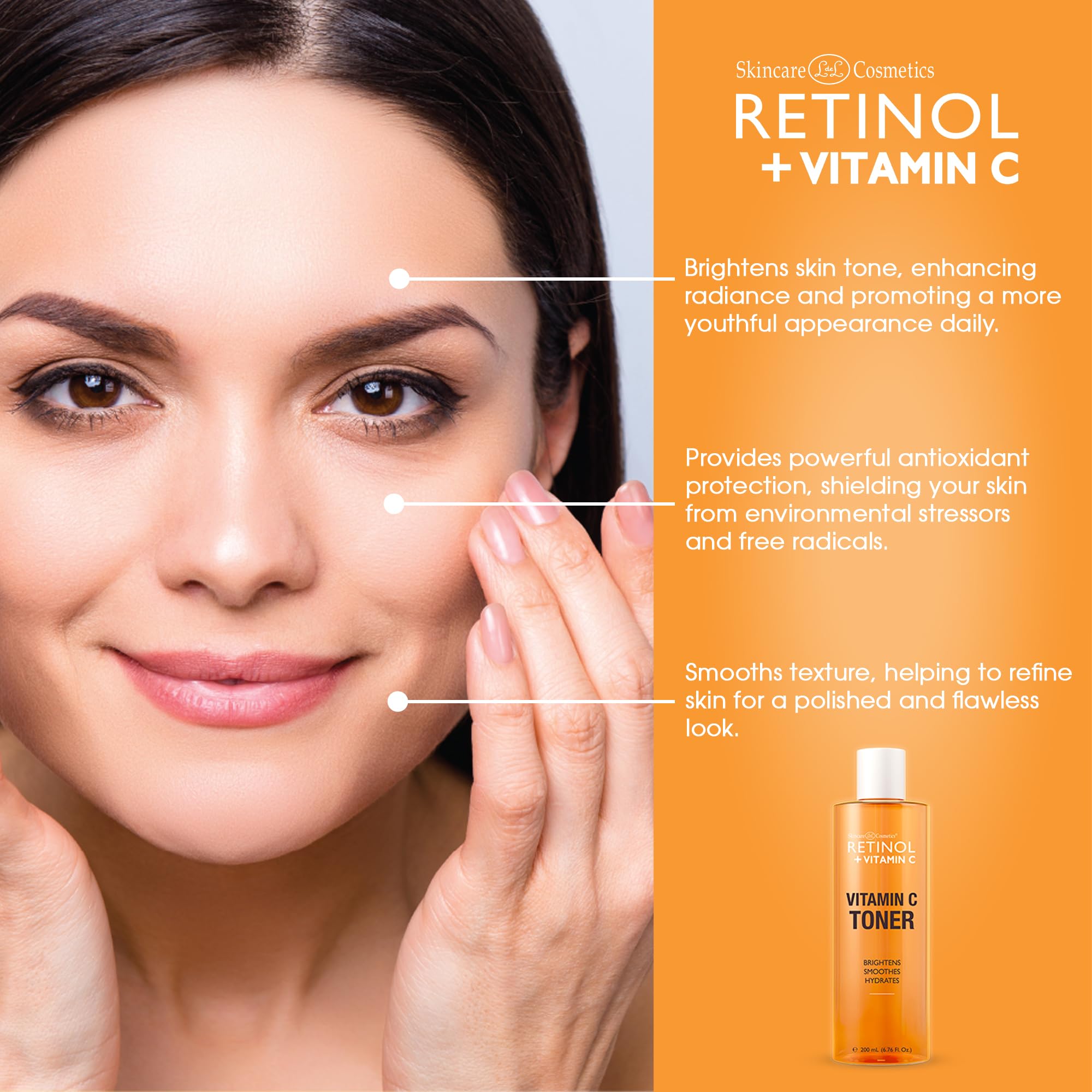 LIVAURA  + Tónico facial con vitamina C para aclarar y antienvejecimiento – Tónico hidratante para reducir líneas finas y manchas oscuras – Adecuado para todo tipo de piel – 6.8 fl oz 3