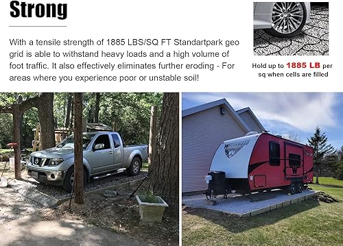 Miniatura 6 de Estabilizador de rejilla de tierra de grava  Sistema de pavimentación permeable de 2 pulgadas de profundidad, rejilla geográfica para pasarela,