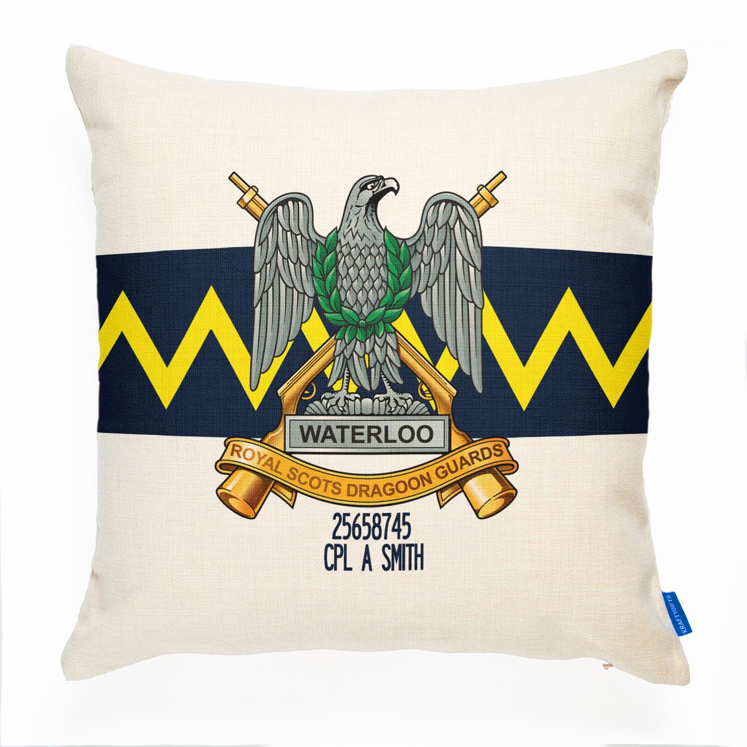 KRAFTYGIFTS Personalised Royal Scots Dragoon Guards Cushion Cover Pillow | British Army | Military Gift MC53