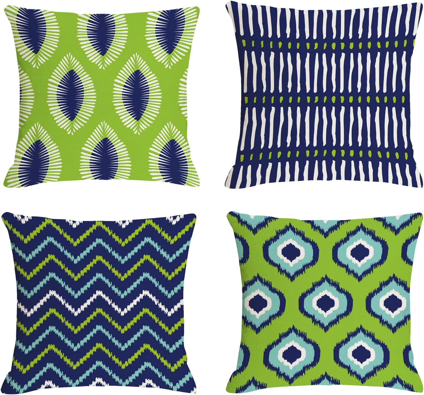 Jartinle Green Navy Blue Outdoor Throw Pillows Covers 18x18